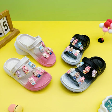 Fashion Popular Cartoon Slippers New Double Color Flats Bottom Boys and Girls Non-Slip Soft Bottom Sandals 811