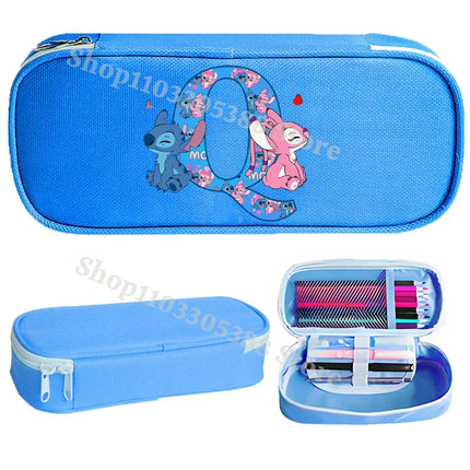 Disney Stitch Pencil Case for Students Anime High-capacity Letter A-Z Pen Bag Boys Girls Stationery Storage Box School Supplies
