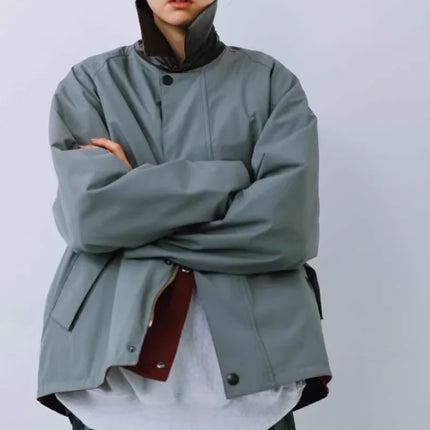 B@r ADAM ET ROPE Windproof And Waterproof Reversible Unwaxed Leather Collar Jacket Unisex