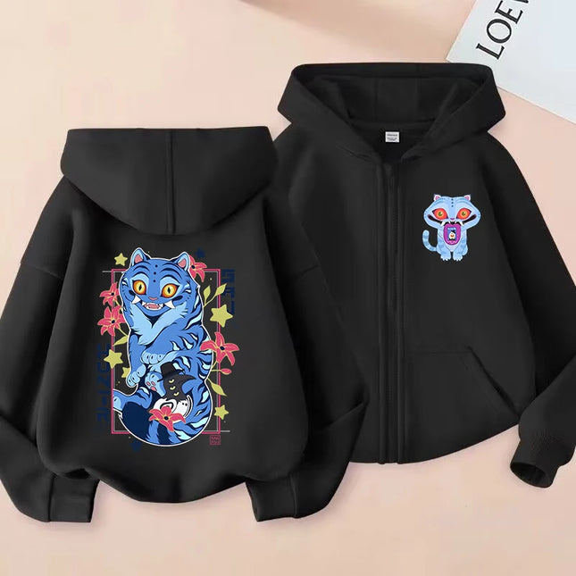 Kids Zip Up Sweatshirts Tiger Kpop Demon Hunters Hoodie Children Clothes Kid Girl Boy Sweatshirt Zipper Hoody Baby Top