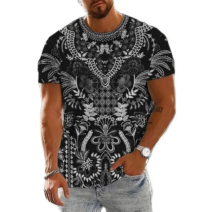 Summer Fashion National Characteristic Clothing Printed Men's And Women's Casual Round Neck Short Sleeve Hip Hop Street T-shirt