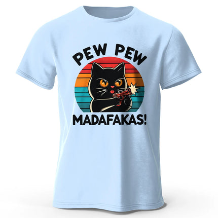 Cute Hand-Drawn Cat Doodle Print 100% Cotton T-Shirt, Ultra Soft Round Neck Short Sleeve Tee for Men & Women
