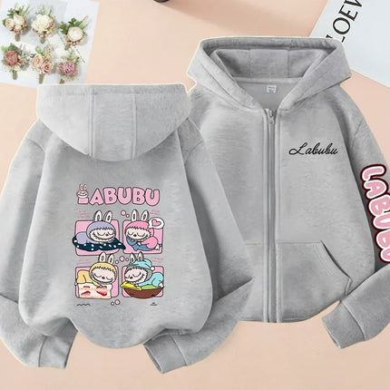 2025 Pop-mart Labubu Children's Coat Anime Cartoon Fashion Loose Coat Boys And Girls Autumn Hip-hop Sweatshirt Adult Clothing
