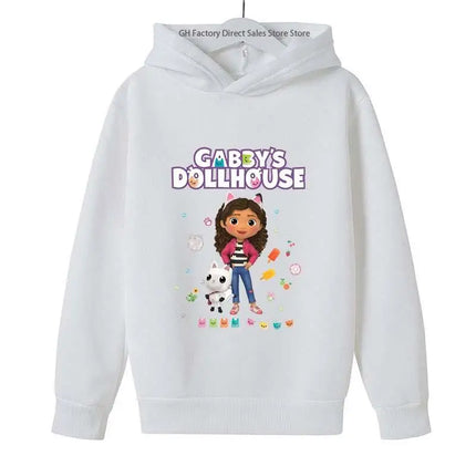 Girls Cute Cartoon Print Gabby's Spring Autumn Long Sleeve Hoodies Casual Tops Clothes 2-13 Years Kids Loungewear Outfits Hoodie