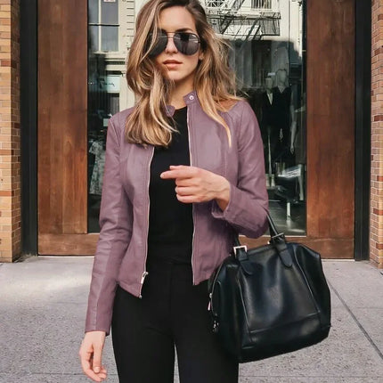 Fashionable Women's PU Leather Suit Jacket New Arrival Autumn Winter Small Outerwear Stylish EBay Style Wish Product