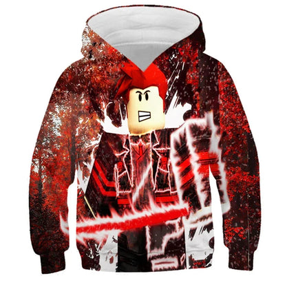 Loose Fit 3D Roblox Hoodie Kids 3-14Y Spring Autumn Boys Clothes Girls Outfit