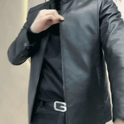 Men's Leather Jacket Spring Autumn Casual Standing Collar Highend Stylish Coats Young Trendy Slim Motorcycle Punk Gothic Jacket