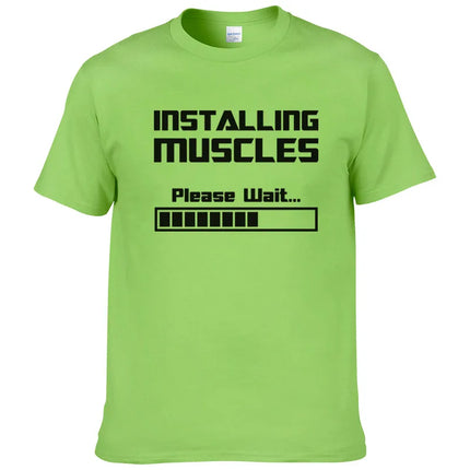 Summer New Tshirts Installing Muscles Please Wait Loading Bar Funny Print T Shirt Men Women  Cotton Short Sleeve Cool Tees #310