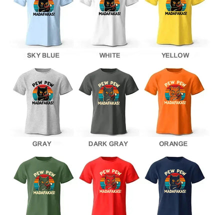 Cute Hand-Drawn Cat Doodle Print 100% Cotton T-Shirt, Ultra Soft Round Neck Short Sleeve Tee for Men & Women