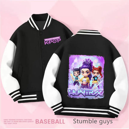 Kpop Demon Hunter Baseball Uniform Kids Cute Rumi Mira Zoey Jacket Children Spring Autumn Long Sleeves Coat Girls Clothes Gift