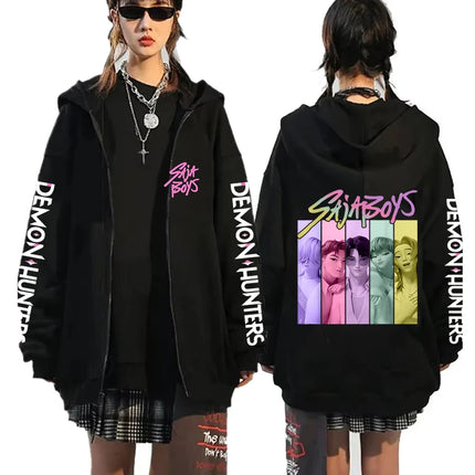 Hot Kpop Demon Hunters Saja Boys Zipper Hoodies Men Women Fall/Winter Fashion Zip Hoodies Casual Personality Hooded Sweatshirt