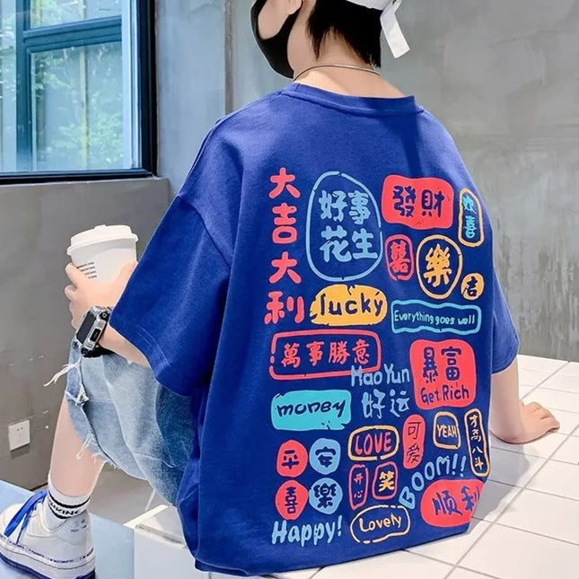 Short Sleeve T-shirts For Boys Clothes Boy Child Children's Tops Kids Tee Shirt Clothing T-shirt Top Teenage Summer