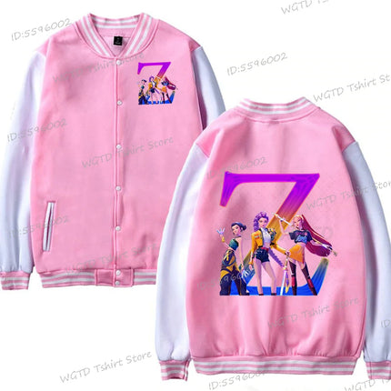 Hot Movie Lover Baseball Bomber Jacket Clothes Child Girl Letter A-Z Kids' Pink Bomber Jacket Gifts Fashion Clothes Gift