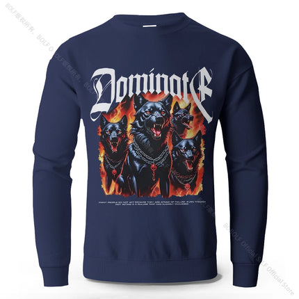 Wolf Darkness Printed Pure Cotton Sweatshirts Oversized Classic Graphic Pullovers for Men Women Tops