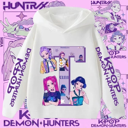 2026 New Letter A-Z Girls' Sportswear Kpop Demon Hunters Boys' Casual Shirt Children's Hooded Shirt Autumn/Winter Long-sleeved
