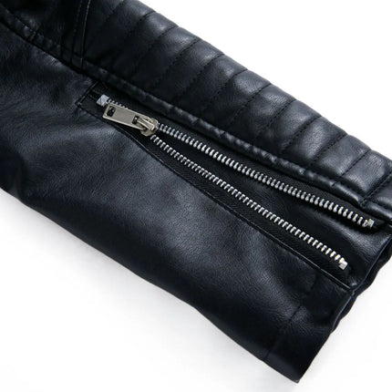 Spring and Autumn short women's leather jacket, Slim lapel biker suit, oblique zipper jacket women's coat