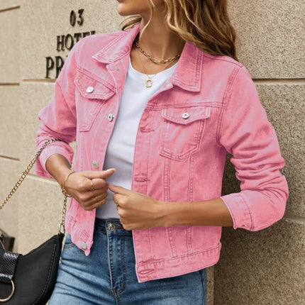 New Long Sleeve winter Slim White Black Jeans Top For Women Solid Denim Jacket Women Short Overcoat Ladies Jackets Tops