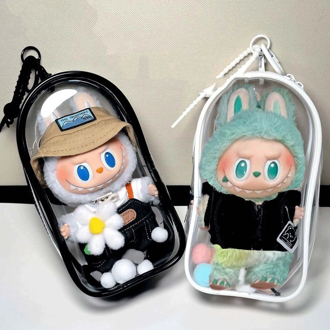 Colorful Transparent Protector Case Organizer Box for 15-17cm Ropa Labubu V3 Outdoor Display Bag With Keychain no doll