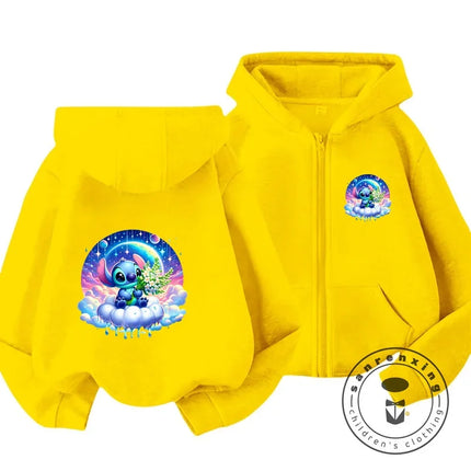 Children's Clothing Stitch Cartoon Hoodie+pant Boys Girls Casual Long Sleeved Sweatshirts 2 13 Years Old Kids Casual TOPS