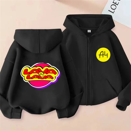 Merch A4 Children Hoodie Kids Zipper style Hoodie Boys black Girls pink 3-12 Year Sweatshirt Long sleeves leisure Anime Tops