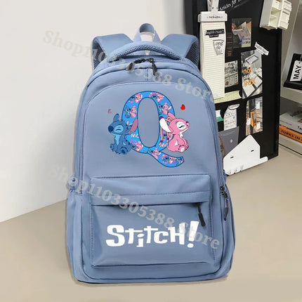 Disney Stitch Large Capacity Backpack Students Cartoon Nylon Waterproof Schoolbag Boys Girls Stationery Books Storage Bag Gifts