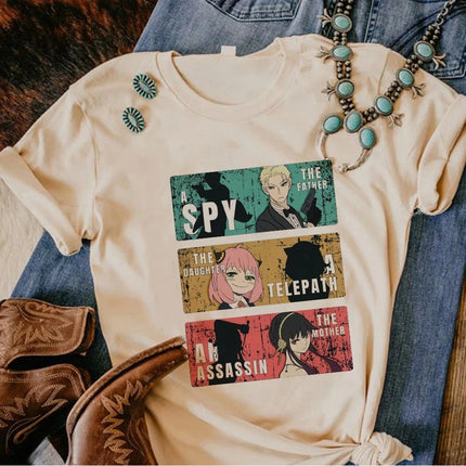 Anya T-shirt Women Y2K Manga Designer Cotton Tshirt Girl fashion O-neck Casual Loose 2000s Clothing Top T Shirt Oversized Tees