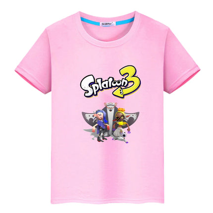 Splatoon print t shirt for kids boy 10year Cartoon 100%Cotton Short anime Tees Tops pride tshirt y2k one piece girls clothes