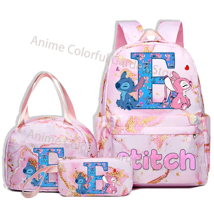3pcs Disney Stitch Backpack Pencil Case Lunch Bag Set Students Fashion Schoolbag Pen Bag Bento Pouch Suit Anime School Supplies