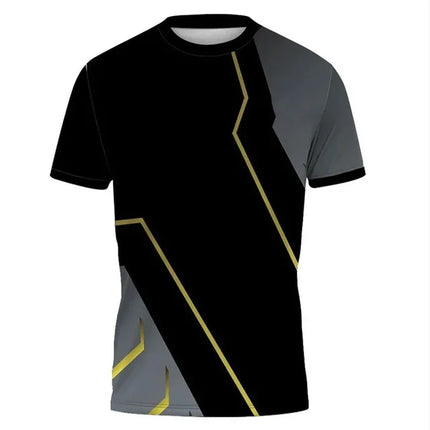 Hot Square Plaid Design T-shirt 3D Printed Outdoor Sports T-shirt Round Neck Short Sleeve Men's Summer Running Round Neck T-shir