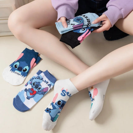 Disney Stitch Socks Boys Girls Anime Cartoon Stockings Spring Autumn Short Tube Students Sock Children Fashion Cute Hose Gifts
