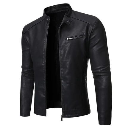 2024 PU Casual Leather Jacket Men Spring Autumn Coat Motorcycle Biker Slim Fit Outwear Male Black Blue Clothing Plus Size M-3XL