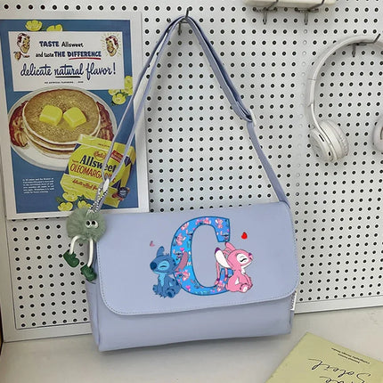 Disney Stitch Nylon Waterproof Shoulder Bag Women Anime Fashion High-capacity Crossbody Bags Students Commute Portable Handbag