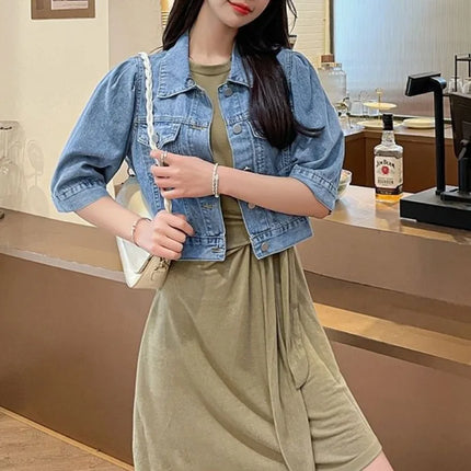 Fashion Womens Retro Denim Jacket Casual Short Denim Cardigan Coat Spring Summer Famale Jeans Jackets Outerwear