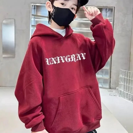 Autumn New Boy Black Hoodie Streetwear Full Geometric Unisex Hoodies Sweatshirts Girls Clothes 5 To 12 Years
