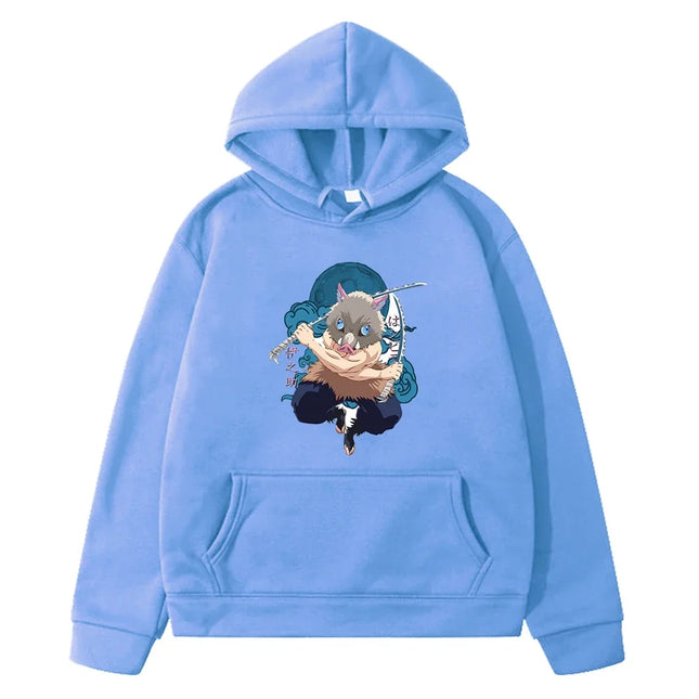 Cartoon Anime Inosuke Hashibira - Kimetsu No Yaiba Hoodie Sweatshirts Casual Children's Clothing for Boys Cut Kids Clothes Girls