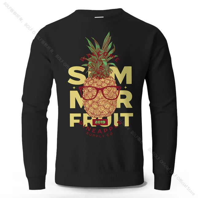 Men's Smmer Fruit Printed Pure Cotton Sweatshirts Oversized Classic Street Graphic Pullovers Holiday for Men Women Tops