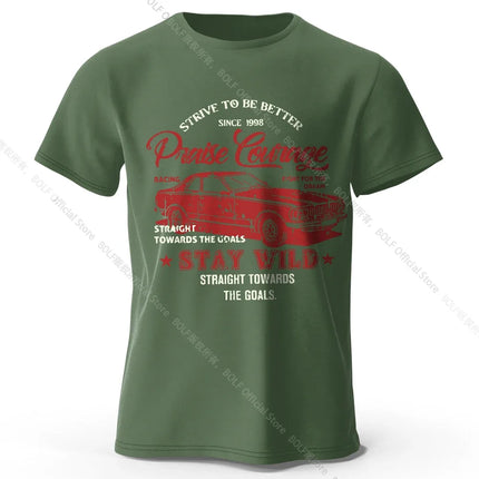 Men's Old Car Printed T-Shirt 100% Cotton Oversized Vintage Old School Graphic Tees for Men Women Summer Tops