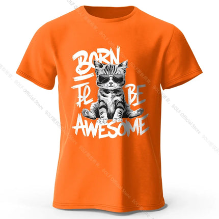 Mens Cool Cat T-Shirt 100% Cotton Oversized Handsome Feline Graphic Tee for Men and Women Streetwear Style