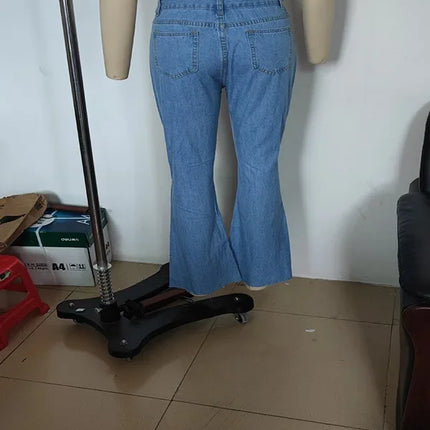 Women's Spring and Fall New Fashion Casual Ripped High-waisted Slightly Flared Pants Jeans Slim-fit Wash Jeans Long Pants Y2k