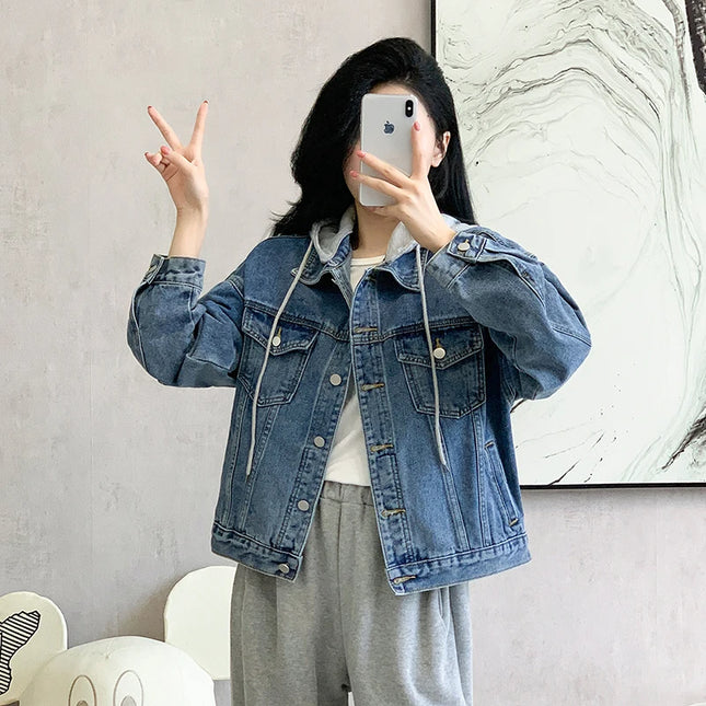 Denim Jacket Women 2024 Autumn Winter New Fashionable Blue Jeans Jackets Hooded Jacket Women Streetwear Coat Women Hot Sale