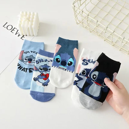 Disney Stitch Socks Boys Girls Anime Cartoon Stockings Spring Autumn Short Tube Students Sock Children Fashion Cute Hose Gifts