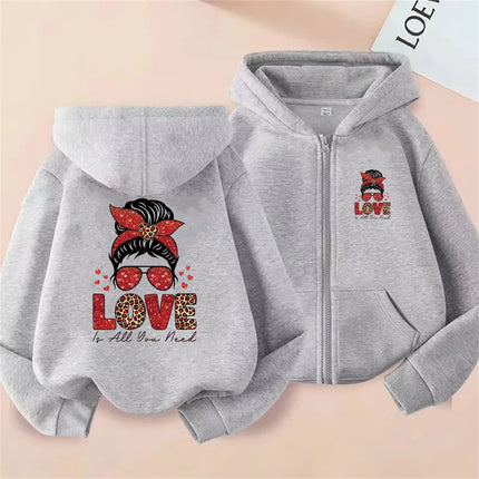 Bow Pink Children's Hoodie Zipper tops Girls' cardigan Coat Sweatshirt Kids Clothing Age 3-12 Toddler Top festival Gift