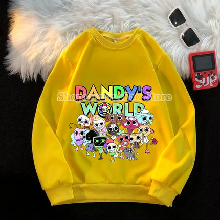 Dandys World Children Sweatshirt Cartoon Anime Multi-color Clothing Game Peripherals Crew  Neck Tops Spring Autumn Clothes Gifts