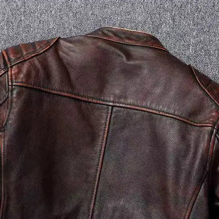 Vintage Black Brown Real Cowhide Genuine Leather Jacket Real Fur Men's Leather Jacket Bomber Men Leather Jacket Motorcycle Coat