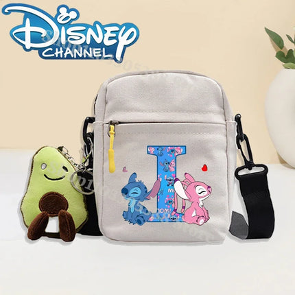 Disney Stitch Fashion Shoulder Bag for Women Men Anime Canvas Tote Bags Commuting Portable Zipper Handbag Crossbody Bag Gifts