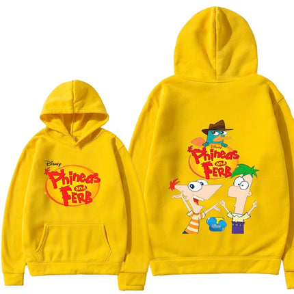 Phineas and FETRS KIds Pocket Hoodies For Boys and Girls Aged 2-12 Casual Harajuku Street Long Sleeved Printed Tops