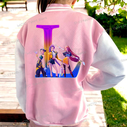 Hot Movie Lover Baseball Bomber Jacket Clothes Child Girl Letter A-Z Kids' Pink Bomber Jacket Gifts Fashion Clothes Gift