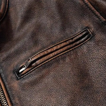 Vintage Black Brown Real Cowhide Genuine Leather Jacket Real Fur Men's Leather Jacket Bomber Men Leather Jacket Motorcycle Coat