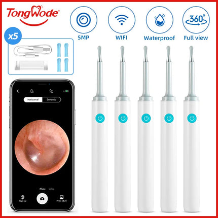 Wireless Visual Ear Endoscope Spoon Safe Silicone Earpick 5MP Camera Ear Wax Remover Luminous Otoscope 3.9mm Ear Cleaning Tools