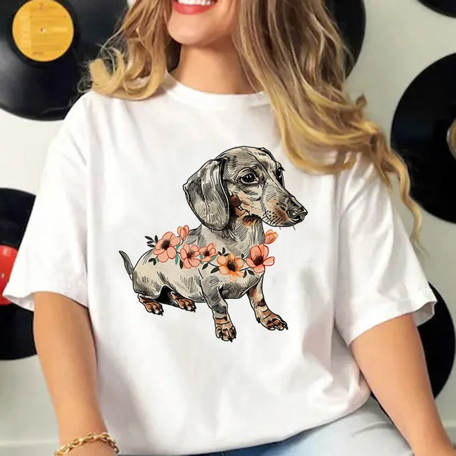 Dachshund Tshirt Women Summer Elegant T-shirts Female Funny Clothing Women Streetwear Graphic T Shirts